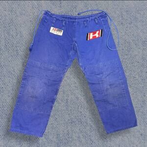 Fightart BJJ Gi Pants - Blue Cotton Ripstop Martial Arts Pants - Size M-L